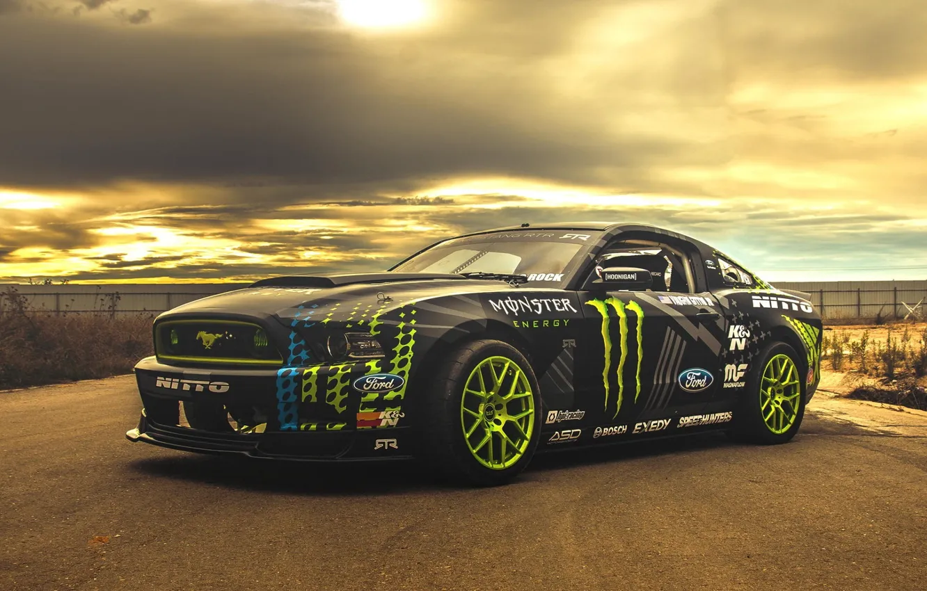 Photo wallpaper Mustang, Ford, Car, RTR, Road, Drifting, Vaughn Gittin Jr.