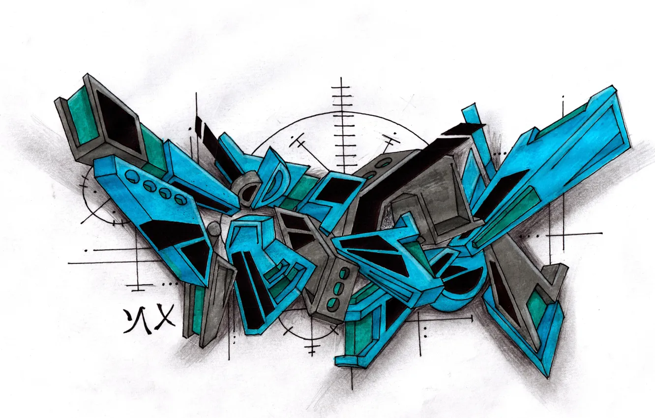 Photo wallpaper Figure, Graffiti, Graffiti, on a piece, FireX, The sketch