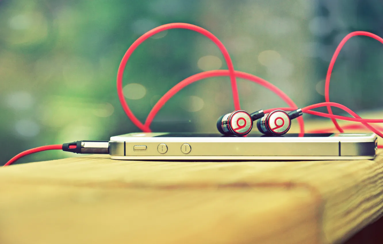 Photo wallpaper apple, headphones, Beats by dr. Dre, I Phone 4