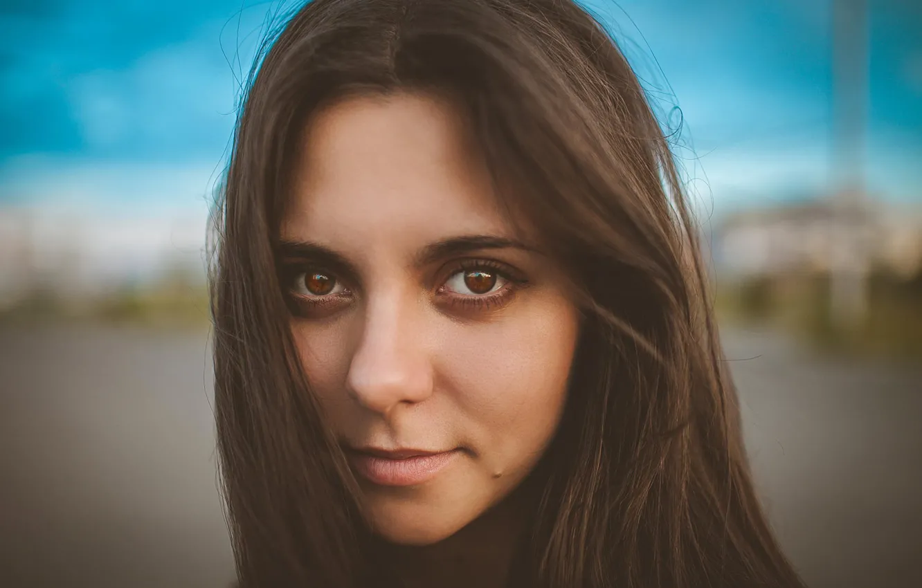 Photo wallpaper portrait, bokeh, brown-eyed