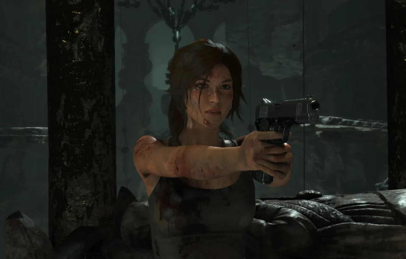 Photo wallpaper Gun, Lara Croft, Rise Of The Tomb Raider