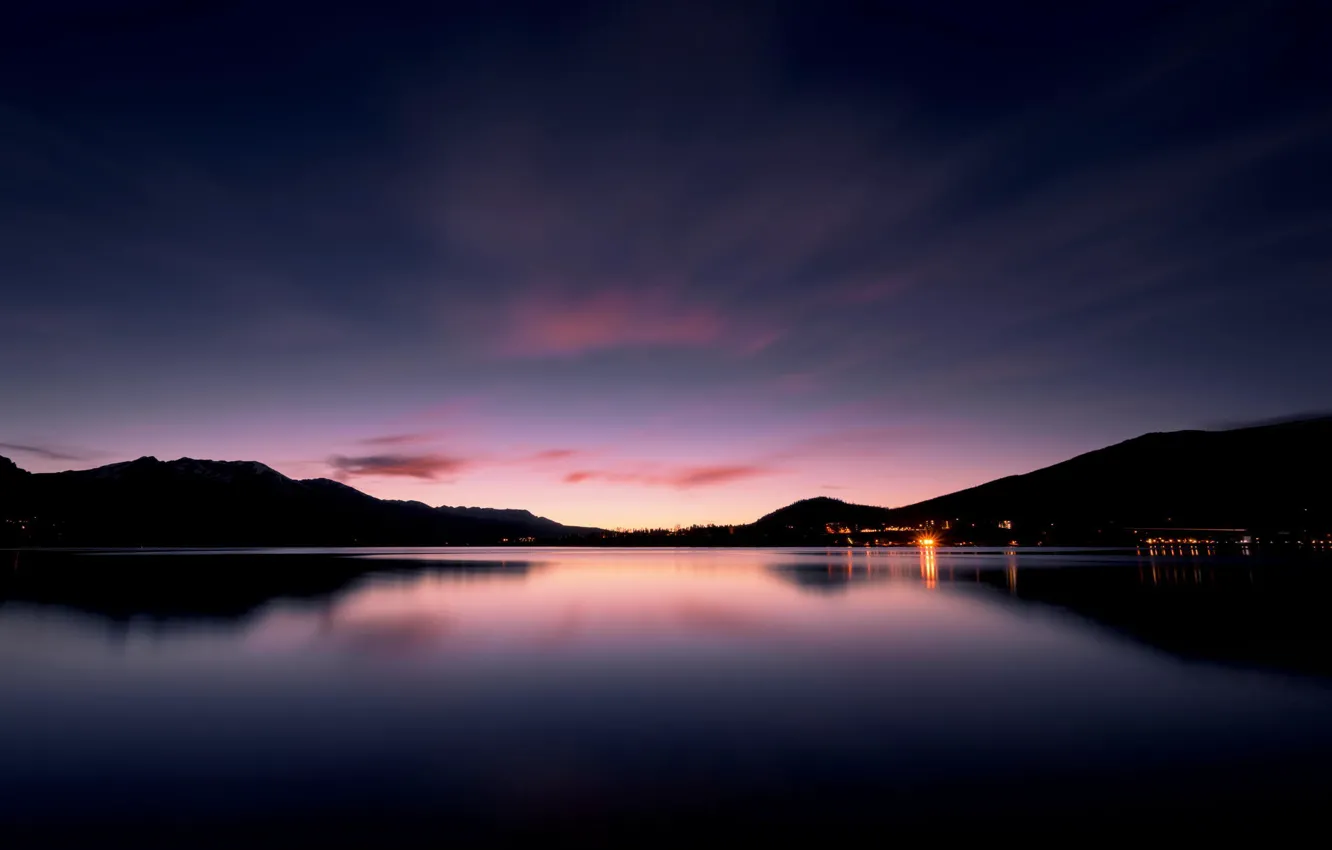 Photo wallpaper landscape, lake, dawn, the evening, twilight