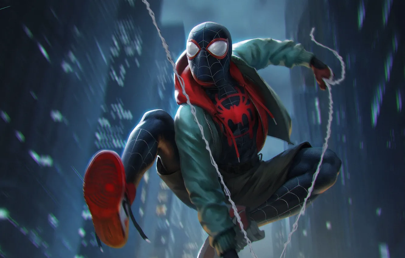Photo wallpaper figure, web, art, costume, art, characters, Marvel, Spider-man