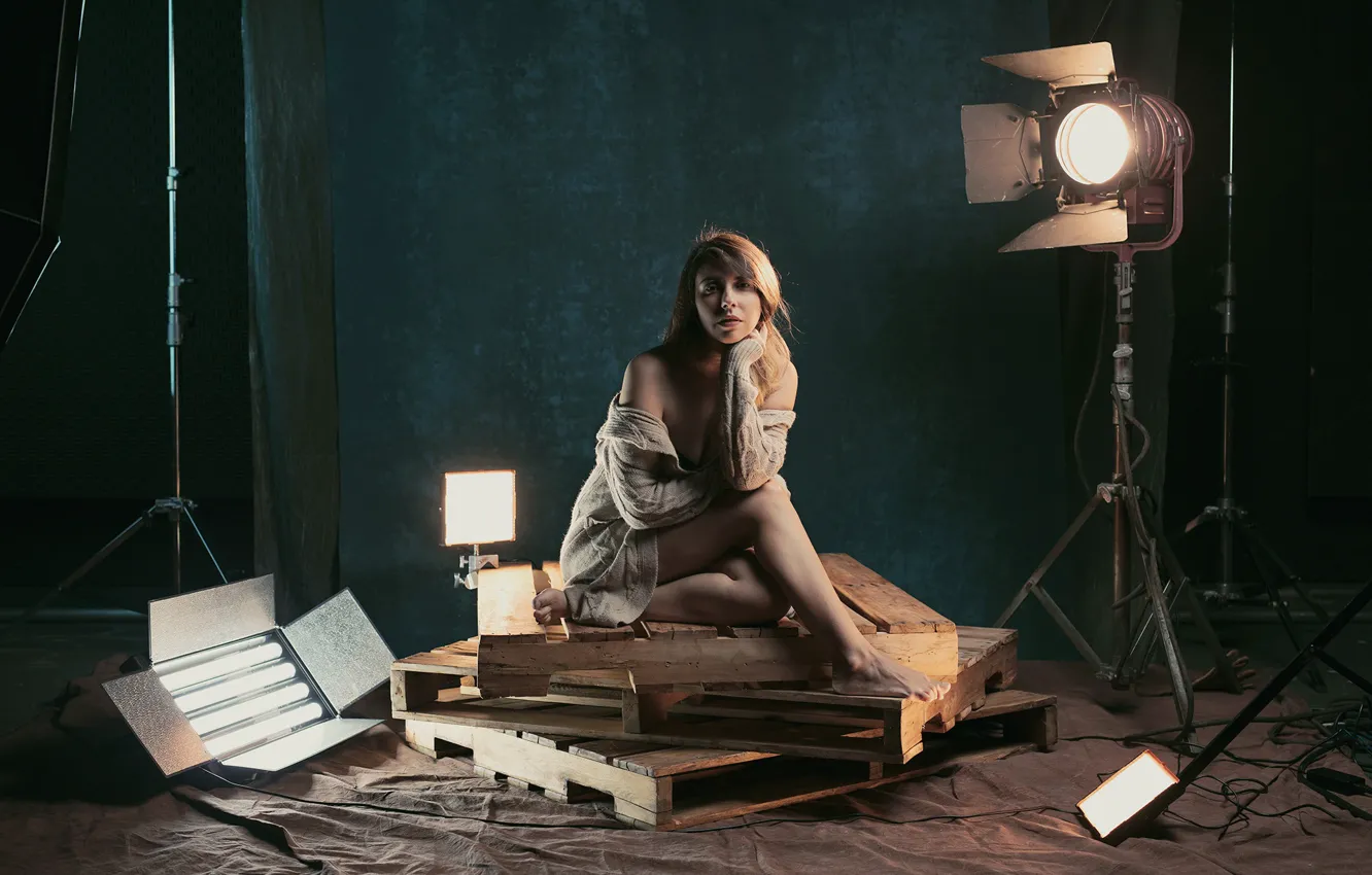 Photo wallpaper posing, lighting, Studio, pallets, Authors