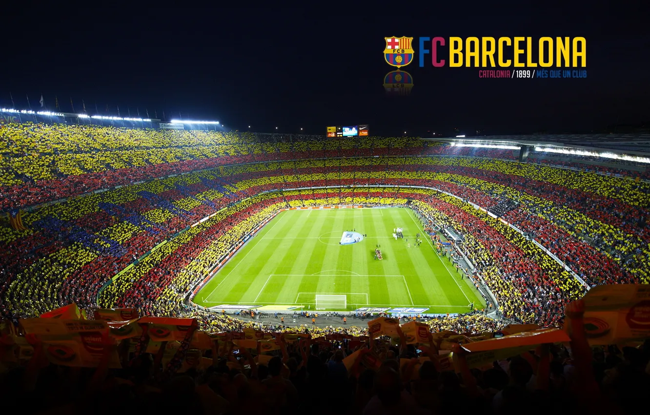 Photo wallpaper stadium, football, Camp Nou, FC Barcelona, My As A Club, At Night