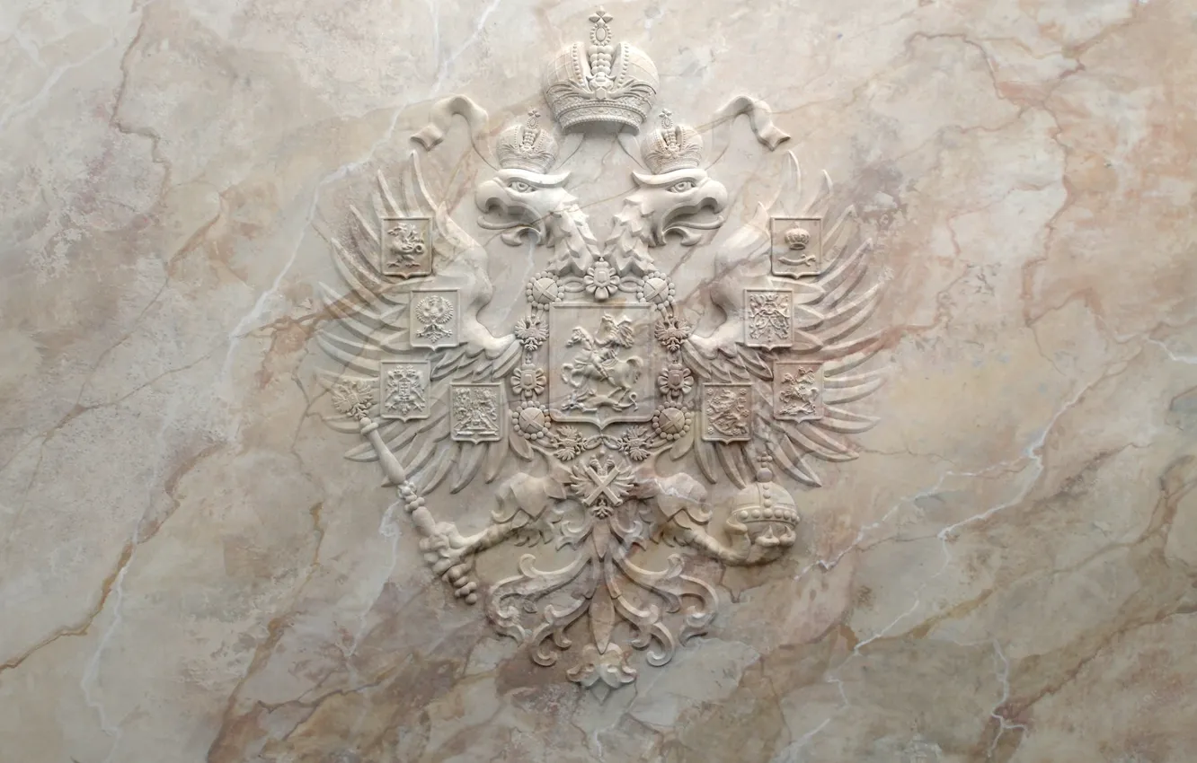 Photo wallpaper marble, Russia, coat of arms