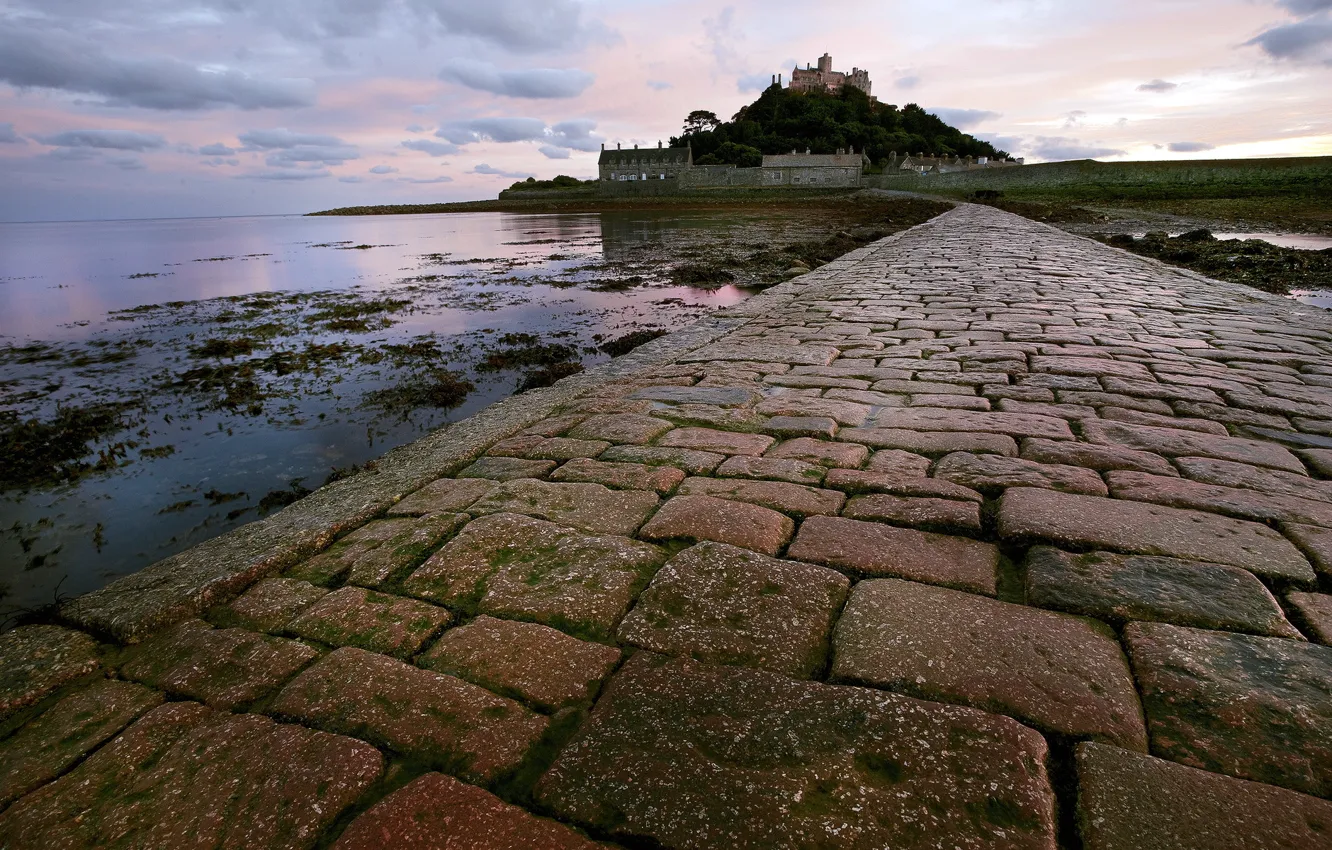 Photo wallpaper landscape, the evening, St Michael's Mount