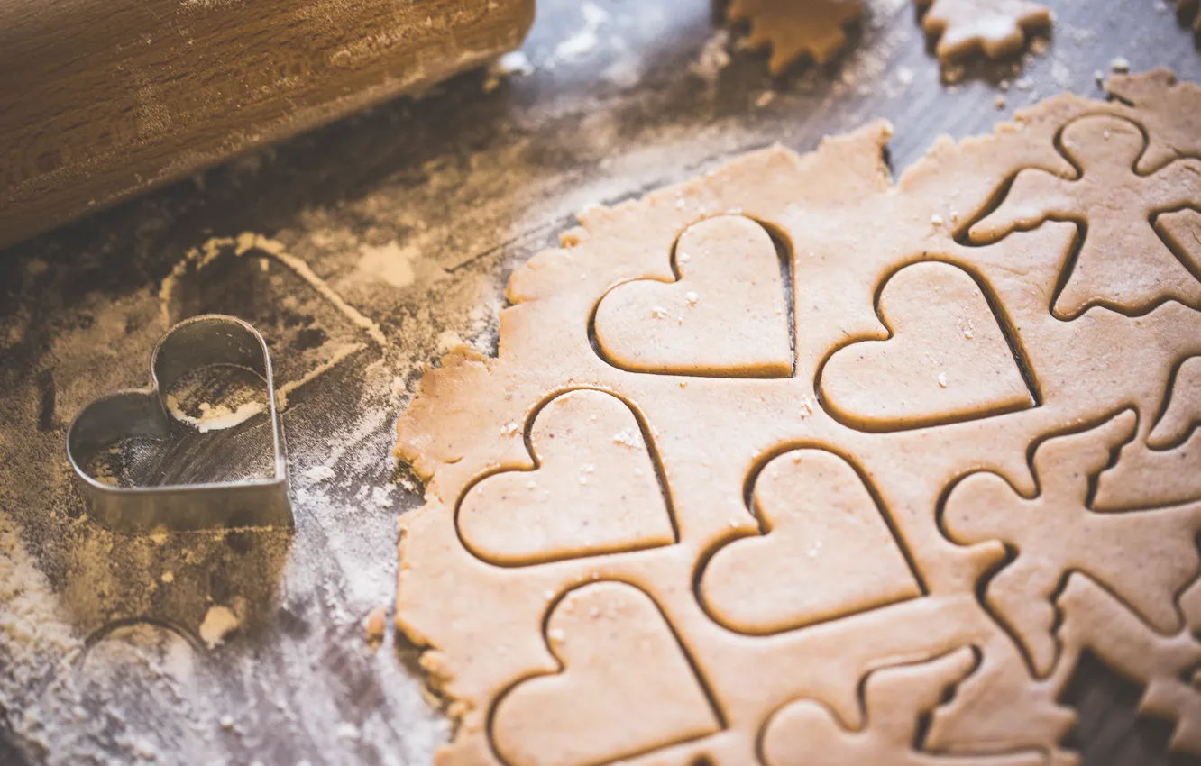 Photo wallpaper heart, angel, cookies, the dough