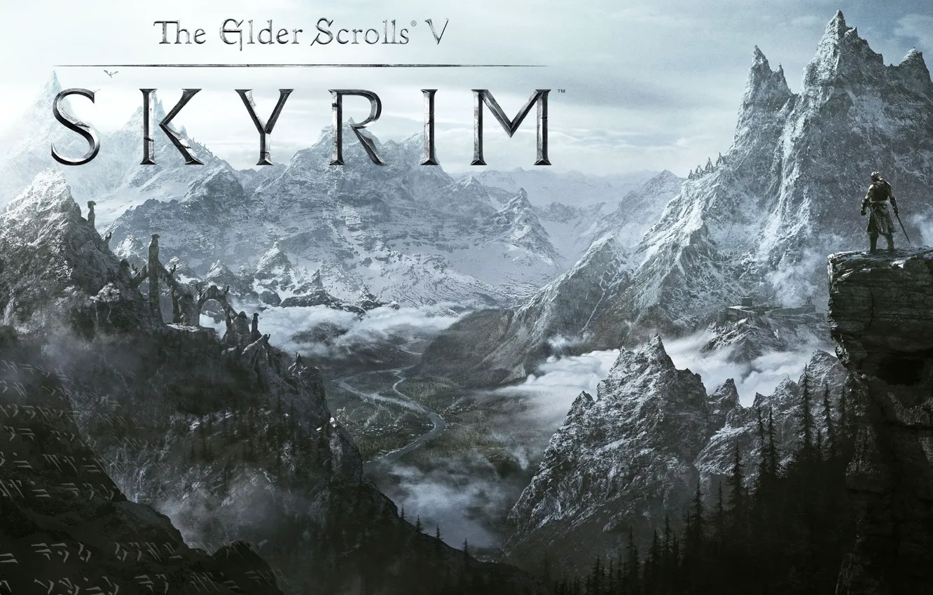 Photo wallpaper snow, mountains, valley, the elder scrolls, skyrim, Skyrim, duvakin