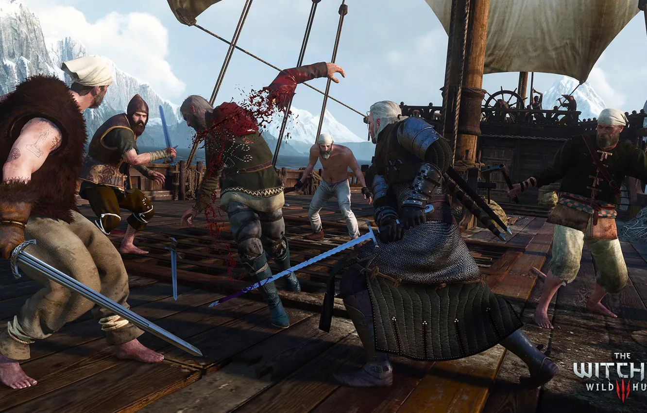 Photo wallpaper blood, ship, The ship, The Wild Hunt, The Witcher, rpg, Geralt, CD Projekt RED