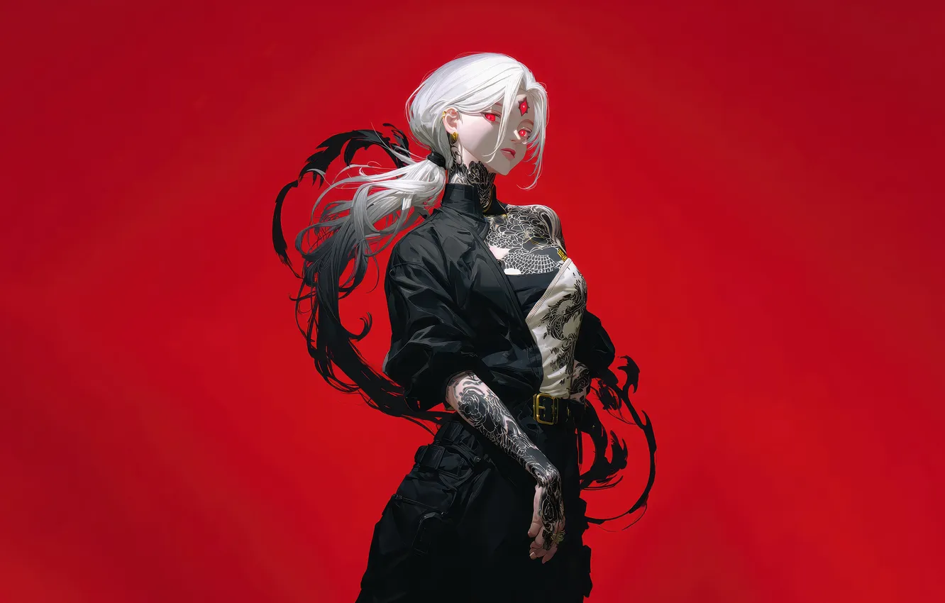 Photo wallpaper girl, tattoo, AI Art, AI Generated
