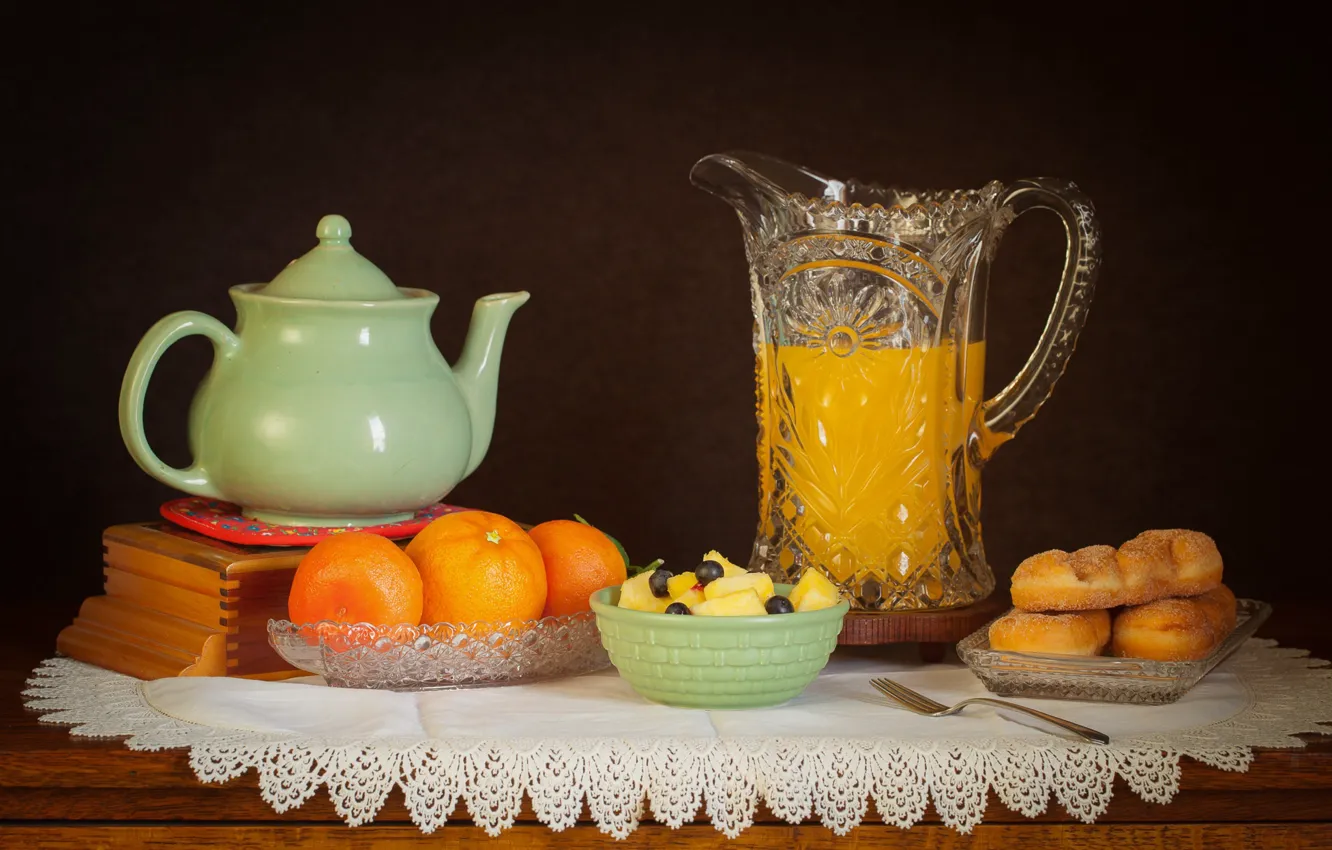 Photo wallpaper orange, kettle, juice, cake, pitcher