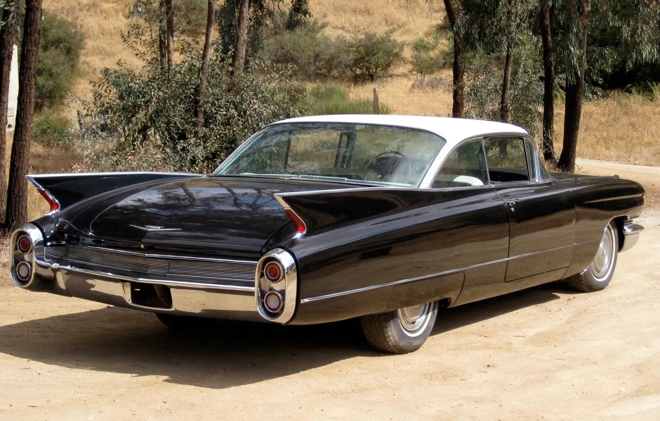 Photo wallpaper background, black, Cadillac, 1960, classic, rear view, Coupe, Coupe