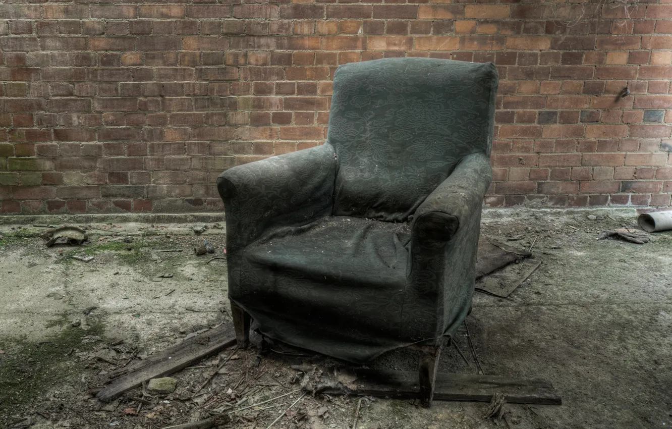 Photo wallpaper wall, home, chair, devastation, abandonment