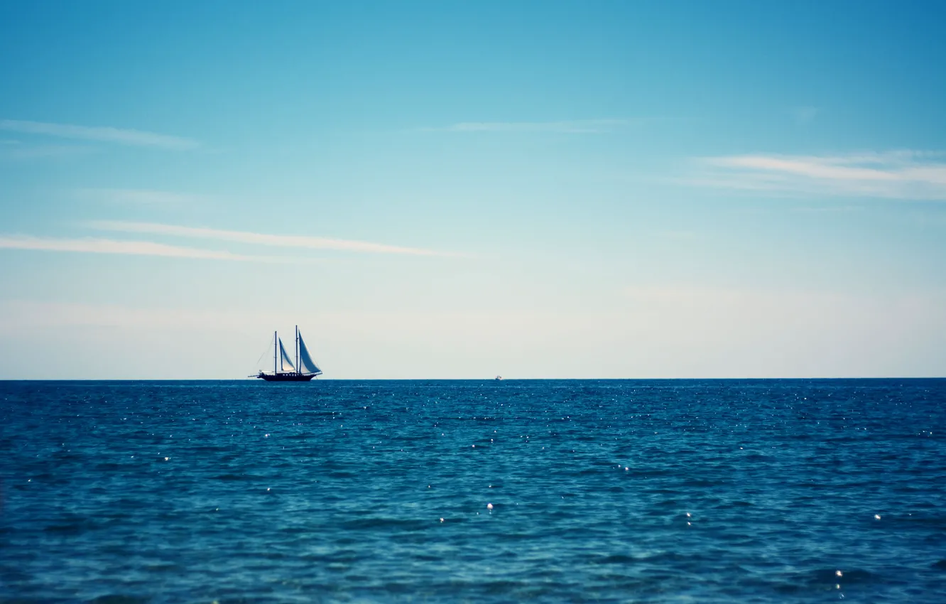 Photo wallpaper the sky, the ocean, sailboat, boat on the blue ocean