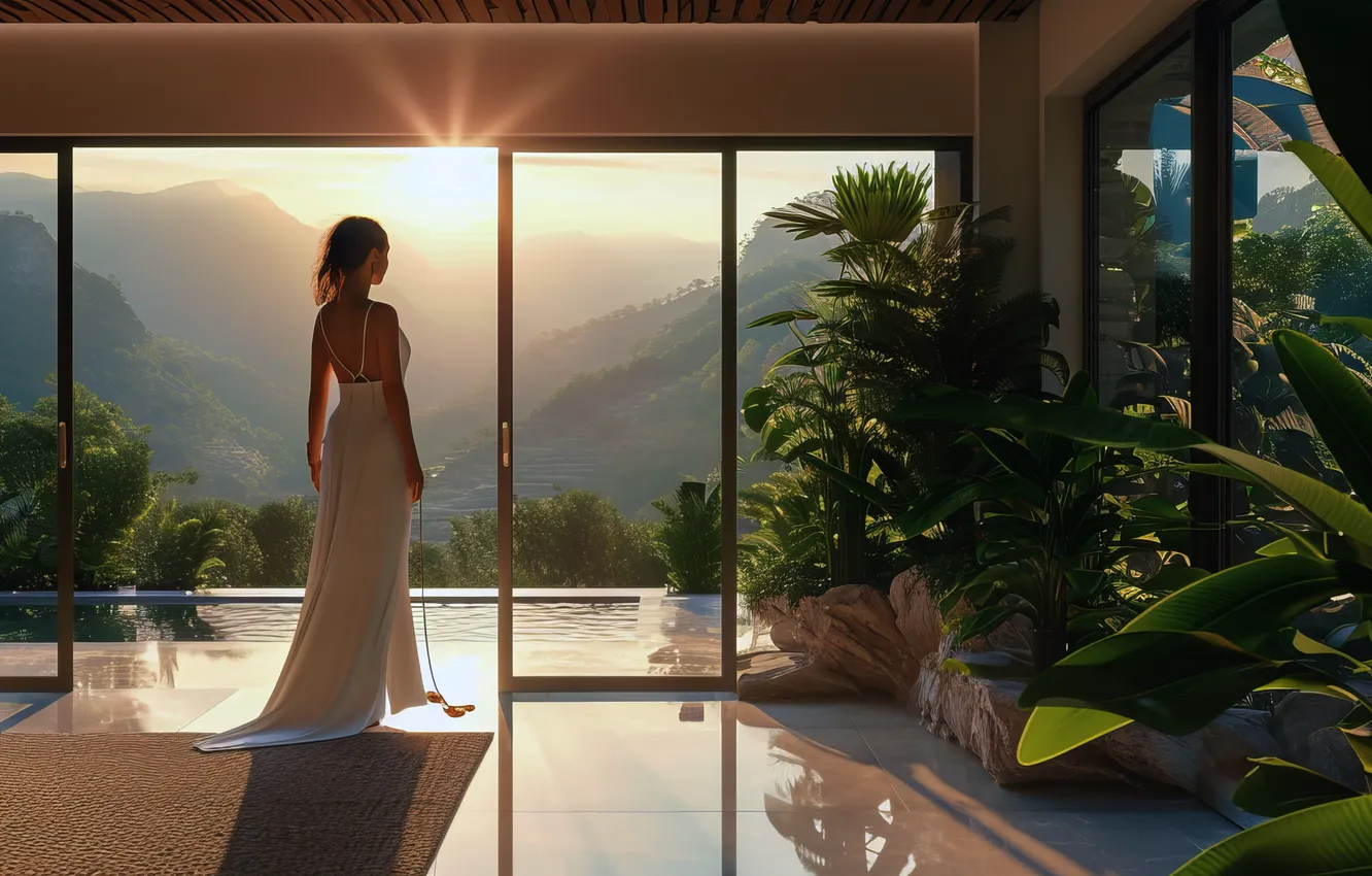 Photo wallpaper girl, woman, asian, cute