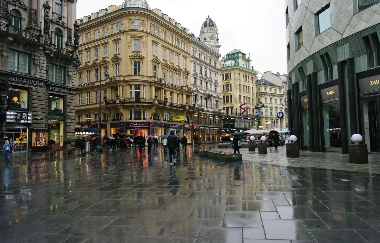 Photo wallpaper the city, street, after the rain