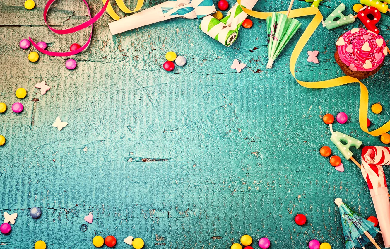 Photo wallpaper decoration, birthday, candy, sweets, Happy Birthday, decoration, holiday celebration