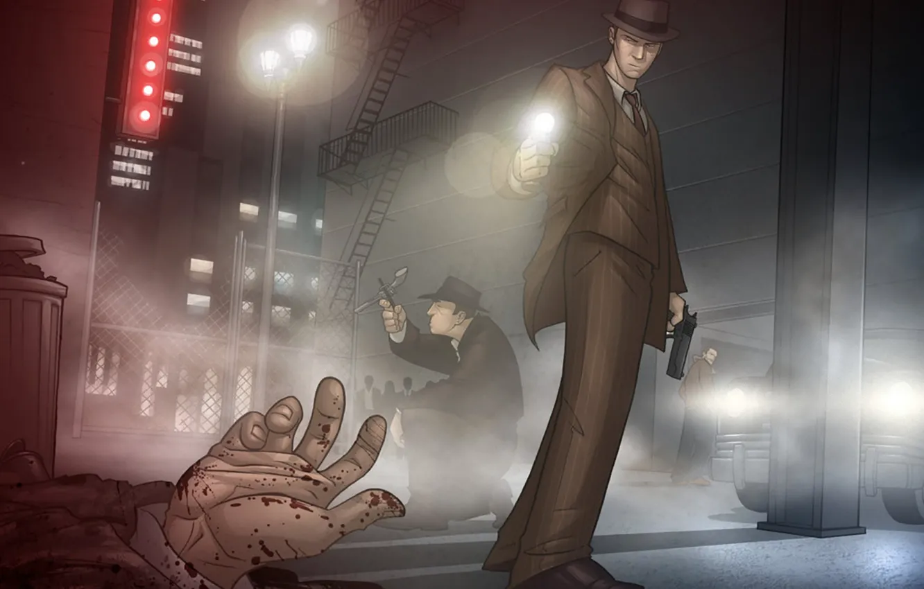 Photo wallpaper hands, art, black, L. A. Noire, Patrick Brown, Rockstar Games, Cole Phelps
