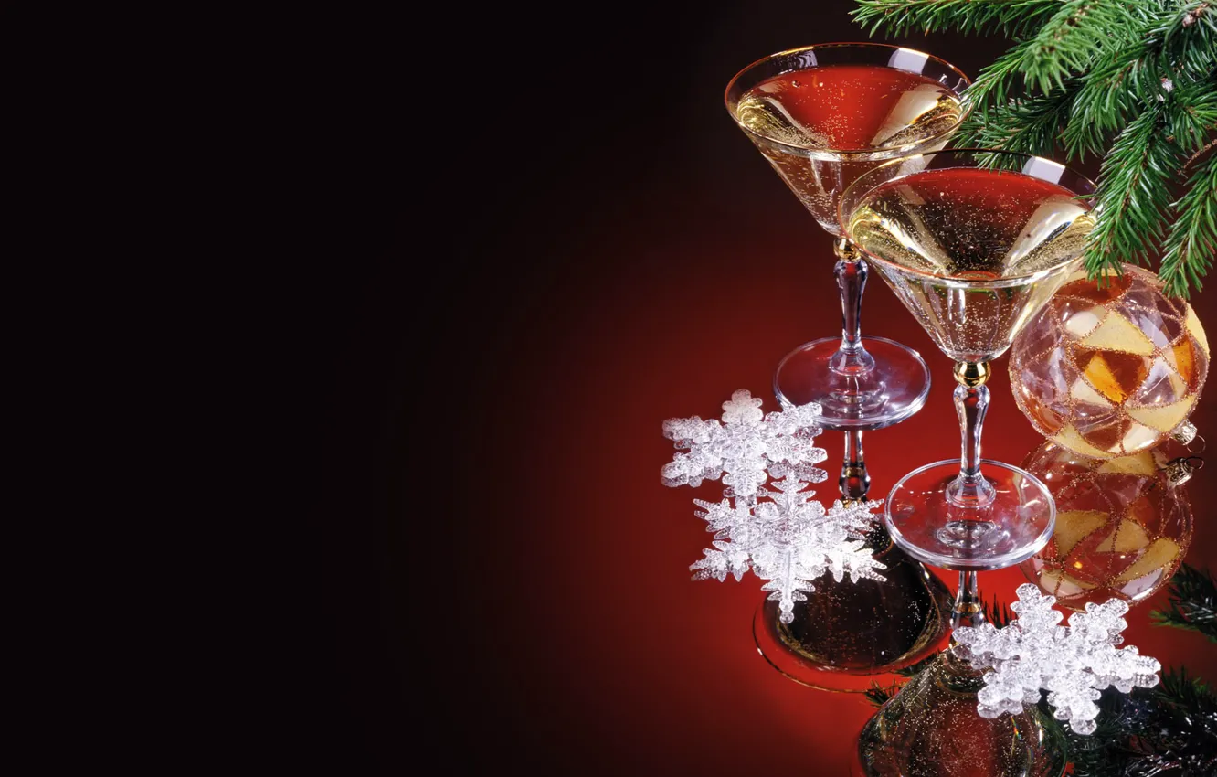 Photo wallpaper glass, new year, champagne