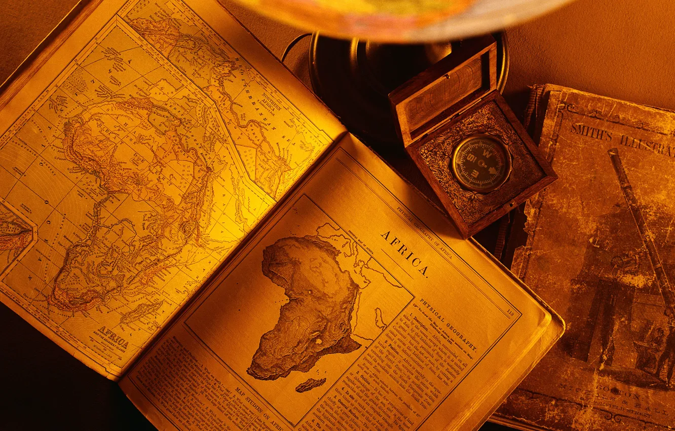 Photo wallpaper old, paper, books, africa continent