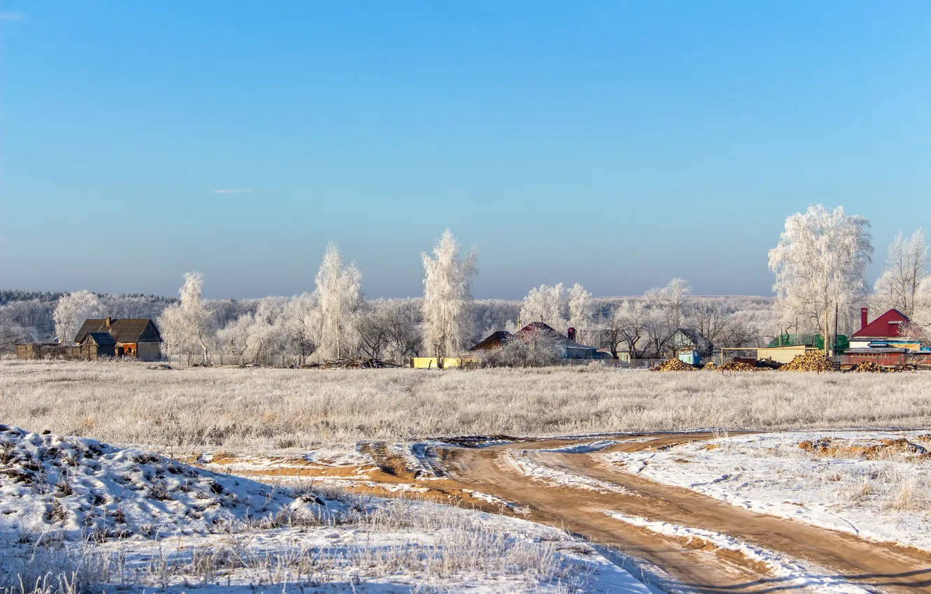 Photo wallpaper winter, frost, nature, village, frost, Ruslan Vostrikov