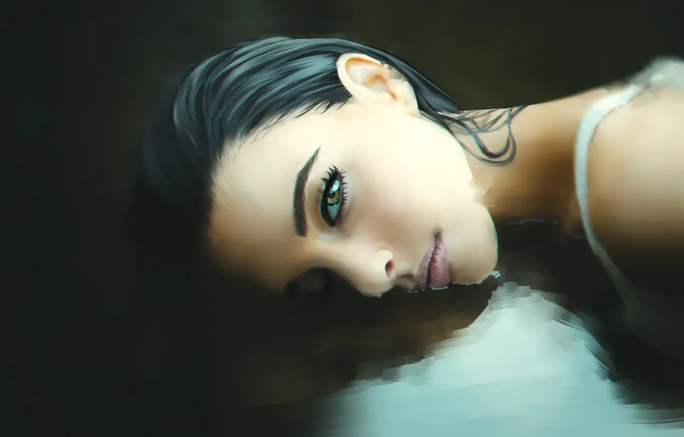 Photo wallpaper water, girl, sexy, half, art, lips, girl, sexy