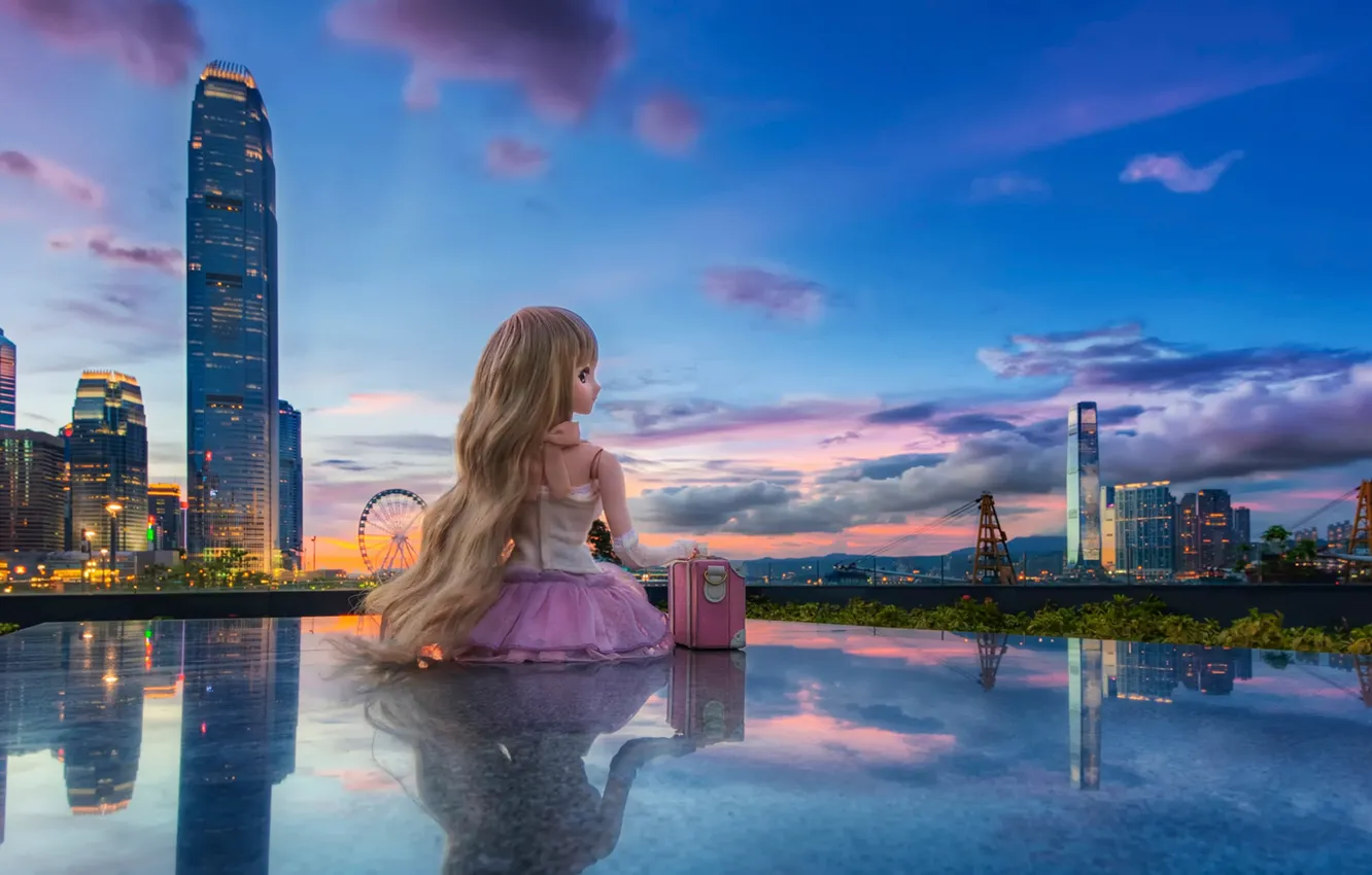 Photo wallpaper view, doll, Hong Kong, Tamar Park, Admiralty