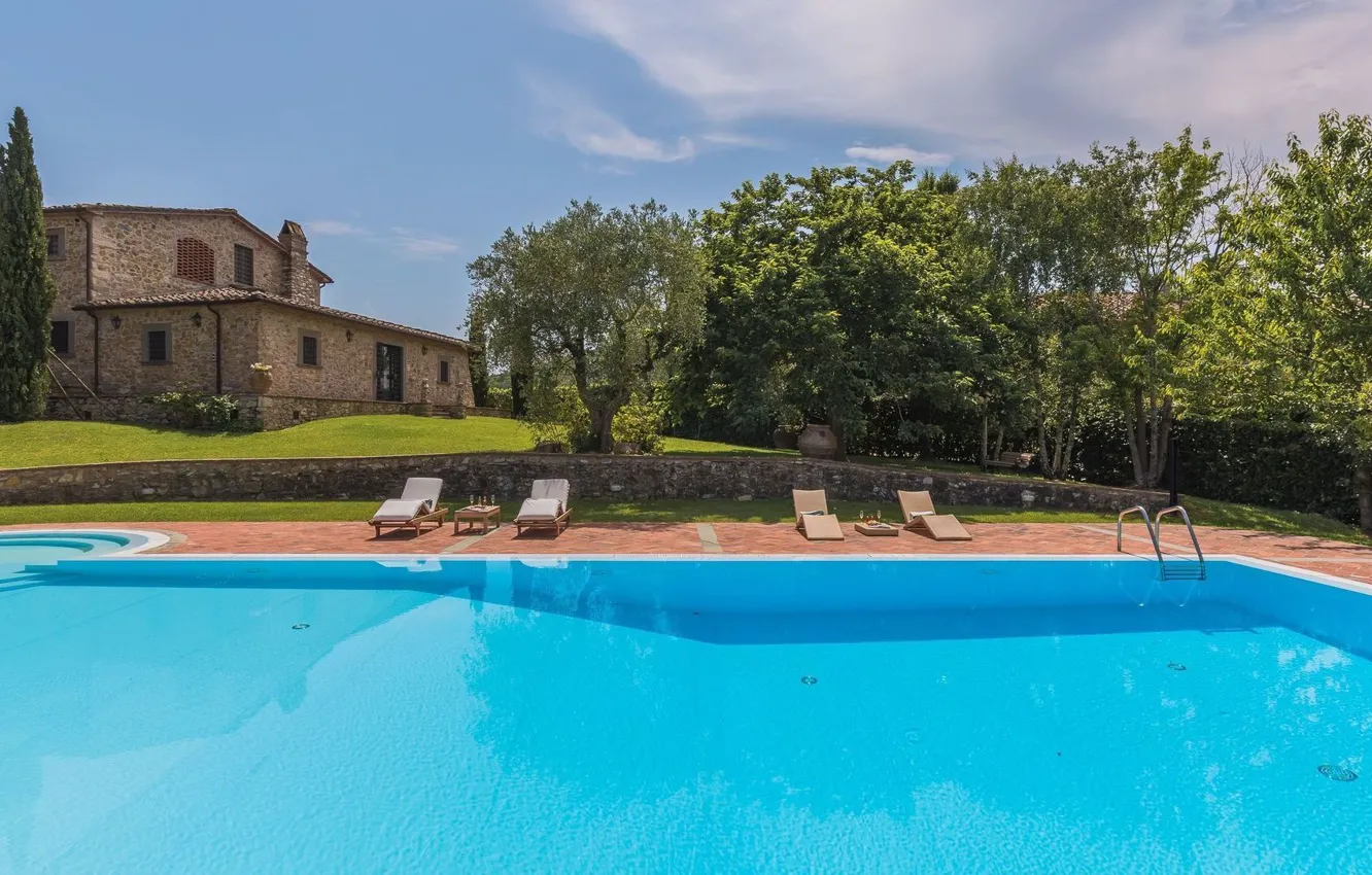 Photo wallpaper Villa, pool, Italy, architecture, Tuscany, Tuscany, Villa Dell'Angelo, 18th Century