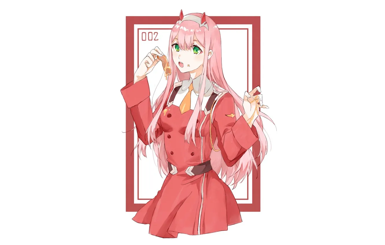 Photo wallpaper girl, frame, 002, Darling In The Frankxx, Cute in France, Zero Two