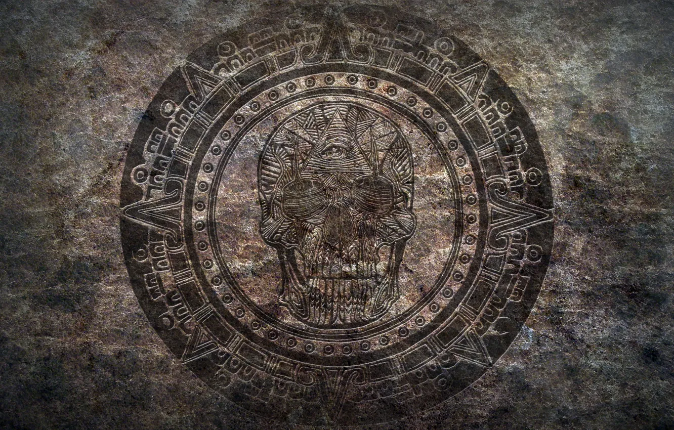 Photo wallpaper circles, wall, sign, pattern, skull, image