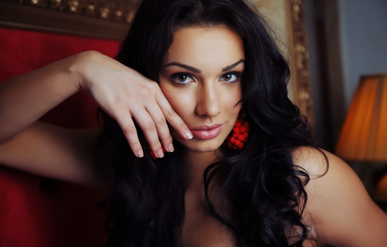 Photo wallpaper brunette, model, face, Angelique