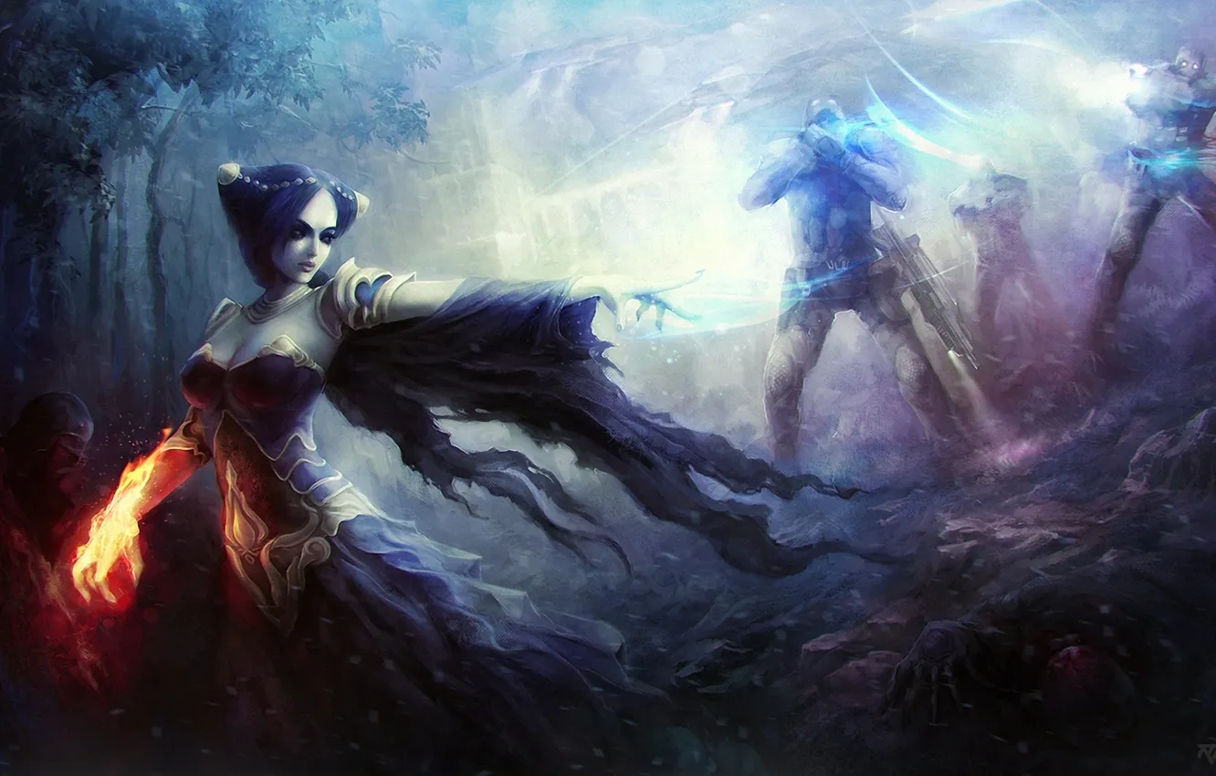 Photo wallpaper girl, magic, art, enemies, Alex Raspad