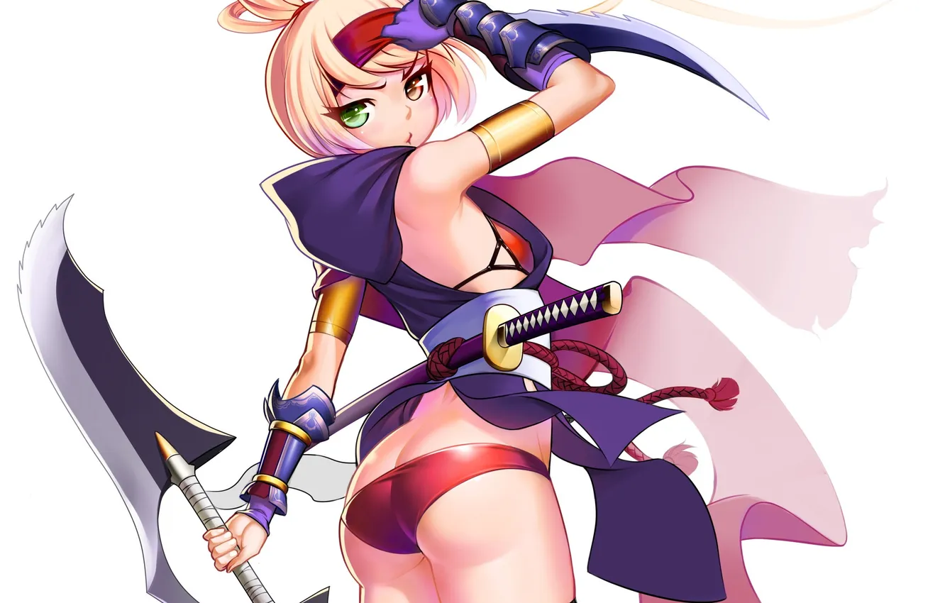 Photo wallpaper ass, look, girl, weapons, background, art, lucknight