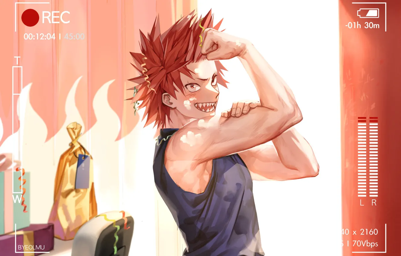 Photo wallpaper look, smile, guy, posing, My hero Academy, My Hero Academia, Boku No Hero Academy, Kirishima …