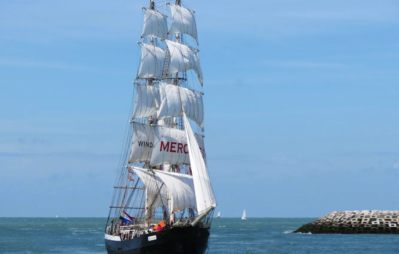 Photo wallpaper sea, sailboat, Mercedes, North sea, North Sea