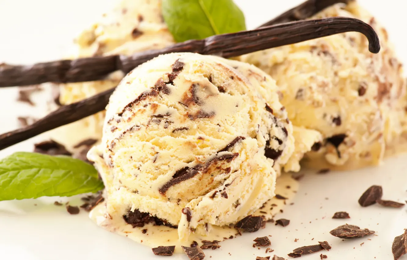 Photo wallpaper balls, chocolate, ice cream, dessert, vanilla, ice cream