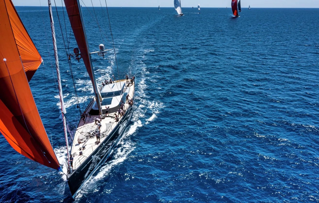 Photo wallpaper the ocean, the wind, team, sails, regatta, Palma de Mallorca, Palma de Mallorca, on the …