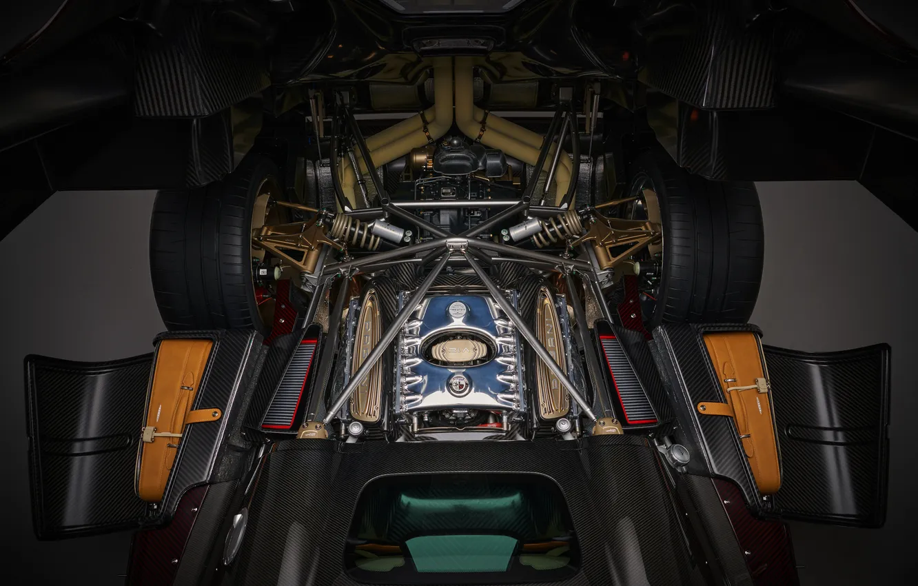Photo wallpaper Roadster, supercar, Pagani, supercar, under the hood, Utopia, 2024, car engine