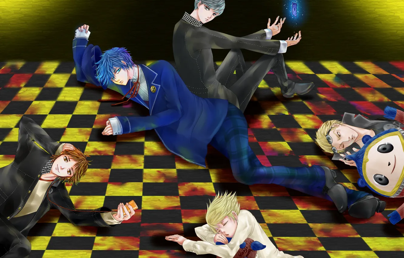 Photo wallpaper the game, anime, art, floor, guys, characters, lie, person
