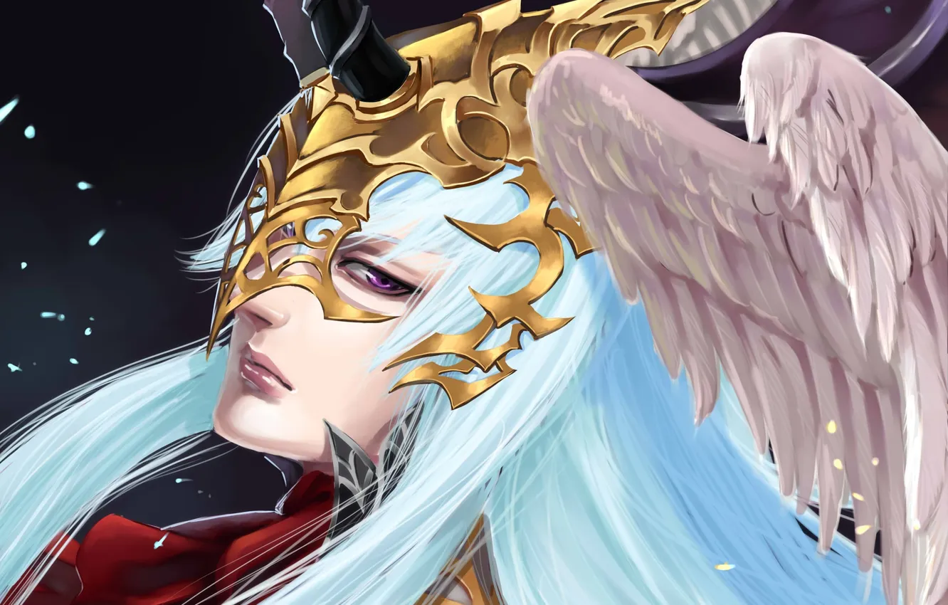 Photo wallpaper look, girl, face, hair, wings