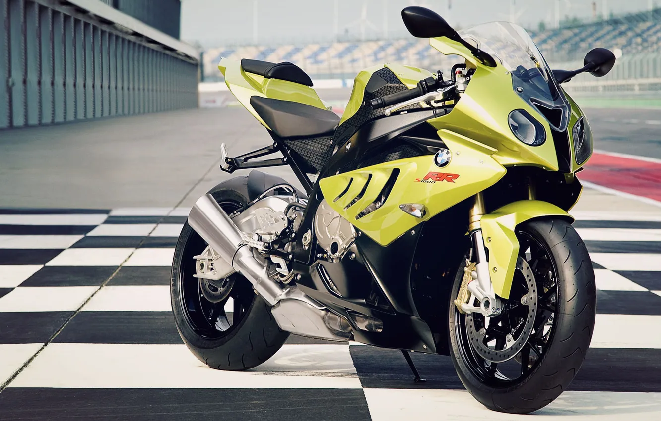 Photo wallpaper BMW, track, motorcycle, sports, bike, beautiful, bike, yellow