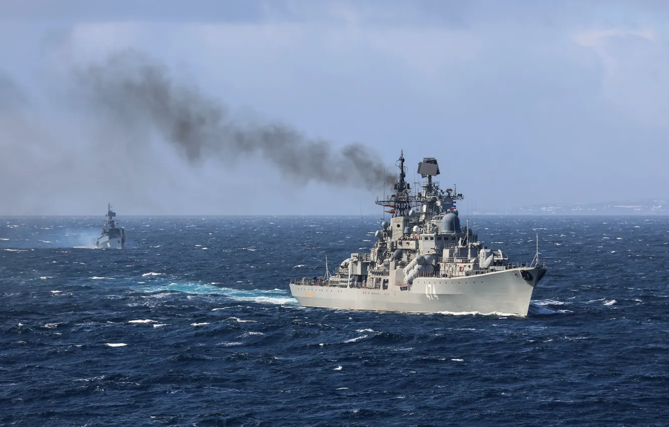 Photo wallpaper exercises, destroyer, Admiral Ushakov