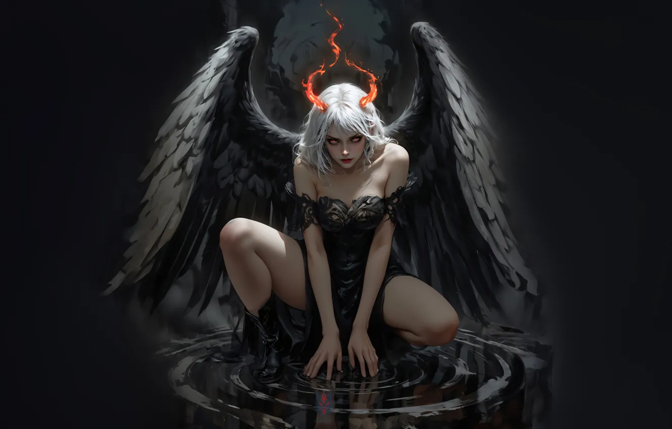 Photo wallpaper demon, Grace, Fall, angel