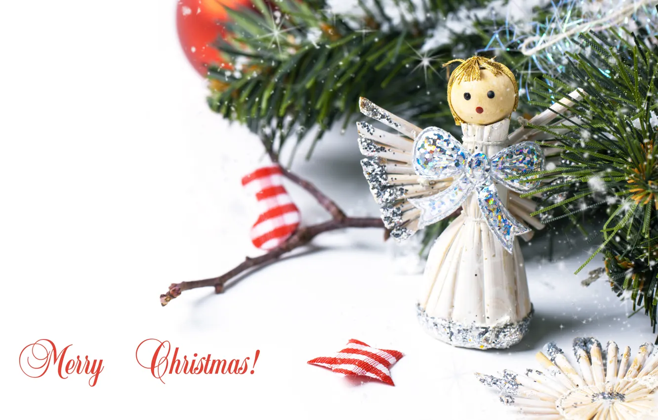 Photo wallpaper decoration, toy, tree, new year, bow, candy, socks, new year
