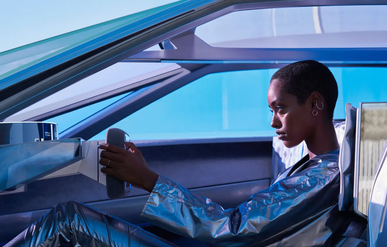 Photo wallpaper Concept, Girl, Salon, Peugeot, Black woman, Electric, The concept, Peugeot Inception