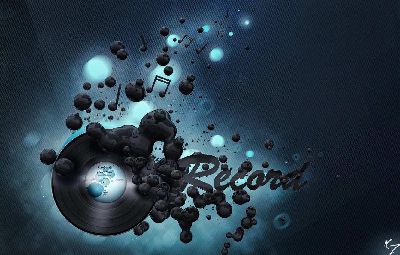 Photo wallpaper drops, style, notes, bubbles, the inscription, record, records, record