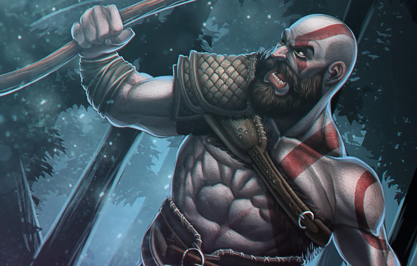 Photo wallpaper Warrior, Sony, Kratos, Kratos, God Of War, 2017, Spartan