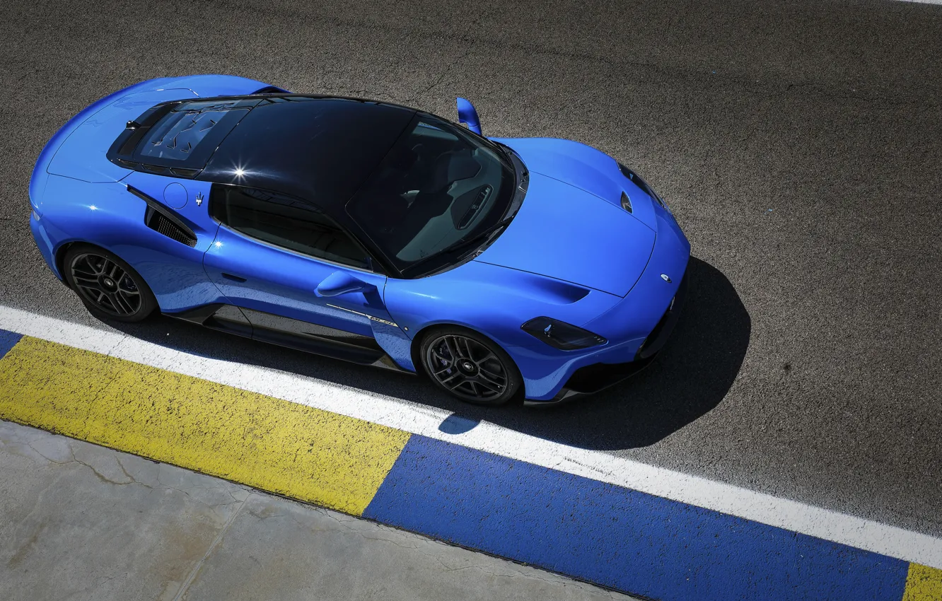 Photo wallpaper blue, race, coupe, speed, sports car, maserati, sportcar, coupe