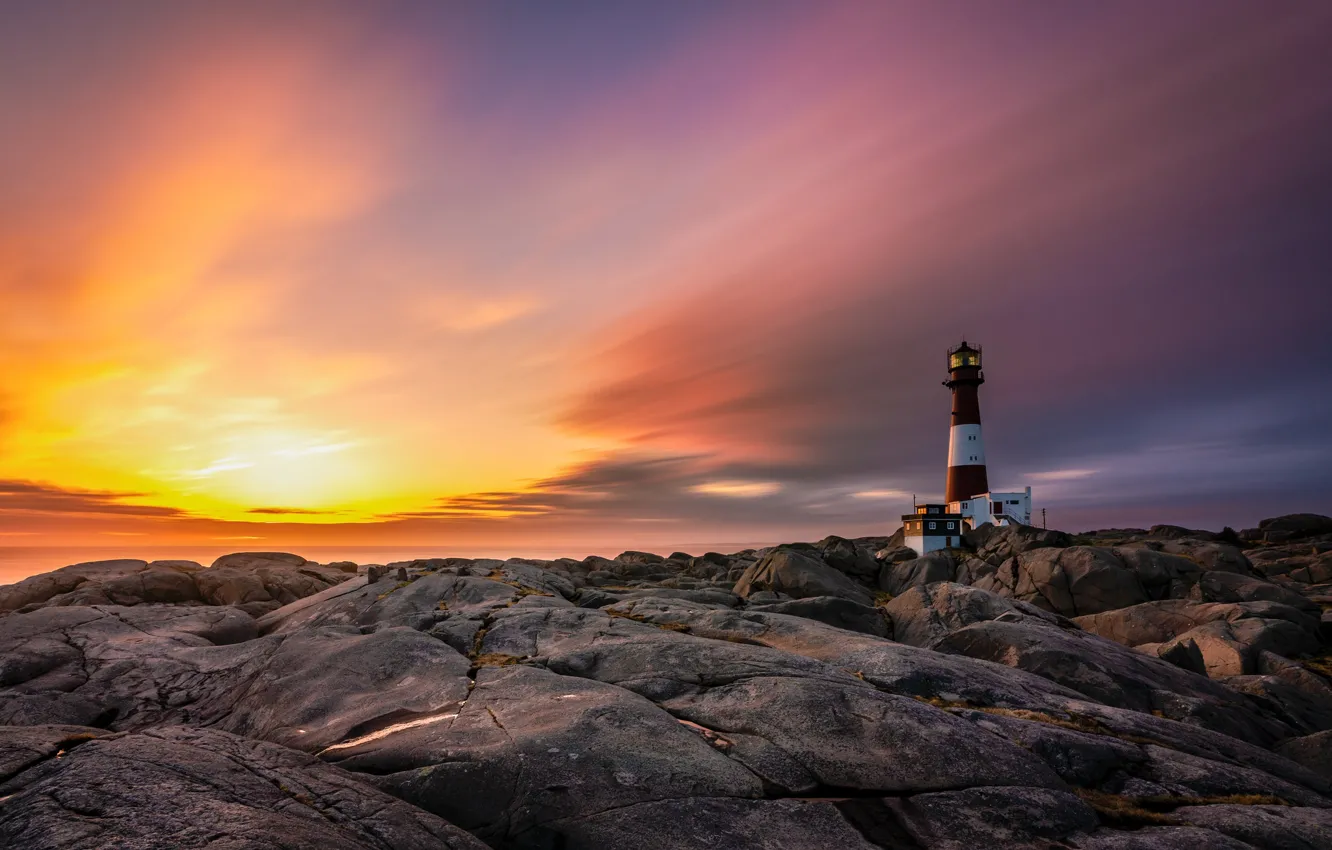 Photo wallpaper sea, coast, lighthouse, Norway, Norway